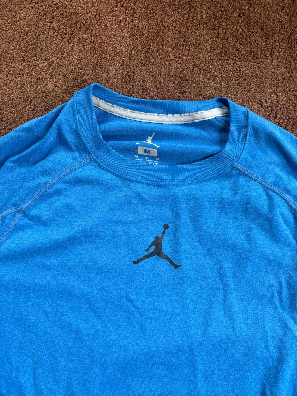 Jordan Men's Long-Sleeve Performance Tee — Bright Blue with Black Jumpman